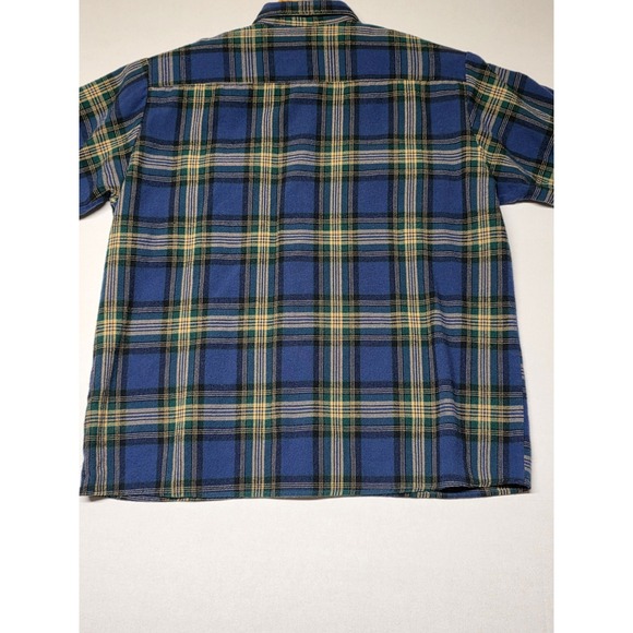 Back Packer Flannel Shirt Long Sleeve Plaid Button Up‎ Acrylic XL Blue Green - Picture 4 of 6